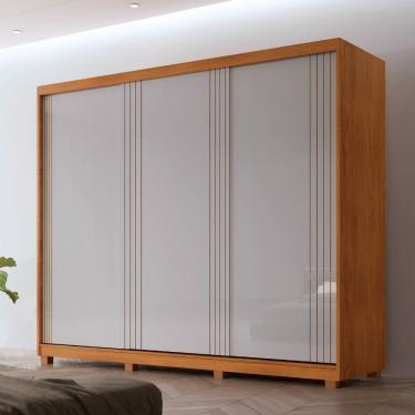 Imagem de Guarda Roupa Casal Connor Mdf 3 Portas 2 Gavetas Com Pés Naturalle/off White