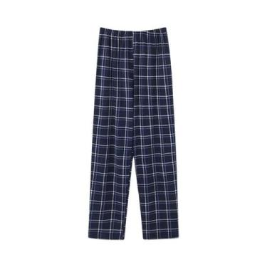 Imagem de Calças De Pijama De Algodão Xadrez Para Adultos, Confortáveis Para Uso
