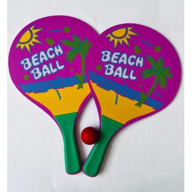 Imagem de Kit Frescobol Beach Ball 2 Raquetes e 1 Bola Praia Piscina Verão Diver