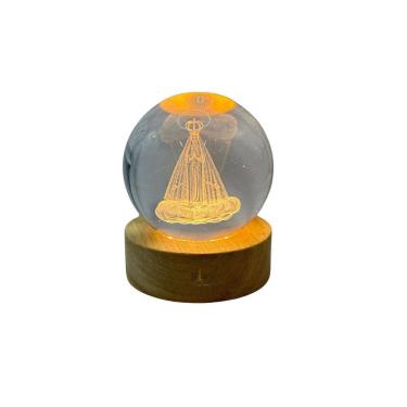 Imagem de Luminária de Mesa Abajur 3D Cristal Nossa Senhora Aparecida Led 2W 3000K Bivolt