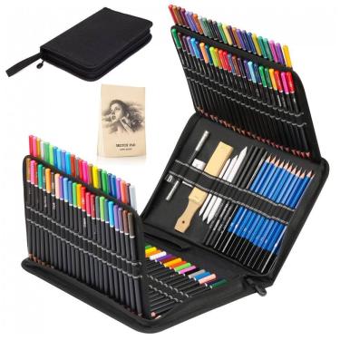 Imagem de Kit de lápis de desenho 144 peças KALOUR com 120 lápis de cor, sketch kit 24 peças, blo...