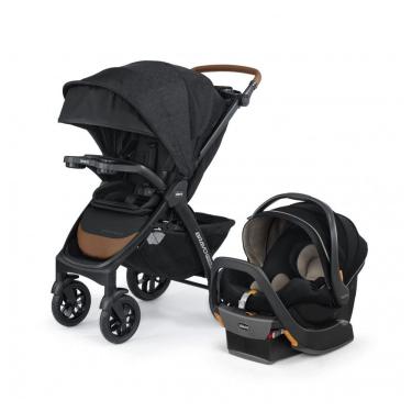 Imagem de Carrinho de Bebê Travel System com Dobra Rápida, Capota Removíveis e Pneus para Todo o Terreno, Chicco Bravo Primo, Preto