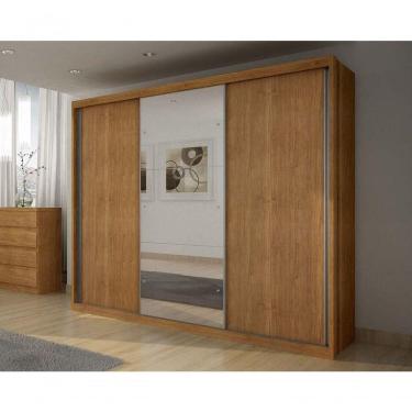 Imagem de Guarda Roupa Casal Com Espelho 3 Portas 6 Gavetas - Paradizzo Gold-cumaru - Móveis Hori...