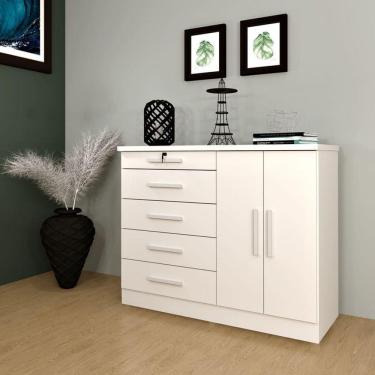 Imagem de Cômoda 2 Portas 5 Gavetas - Istambul-neve - Tcil Móveis