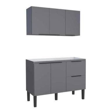 Imagem de Cozinha Completa de Madeira Gabinete Para Pia 120cm e Armário Aéreo Ci