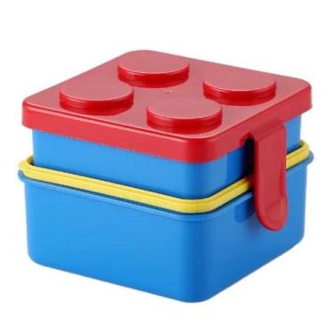 Imagem de Lancheira Dupla Blocos de Montar Vermelha/Azul/Amarela - Isanog