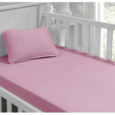 Imagem de Jogo de Lençol para Minicama 2 Peças Kinder Malha Tecebem, Rosa