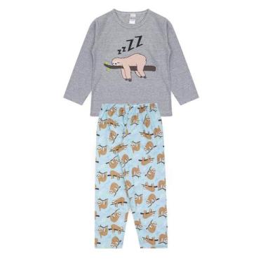 Imagem de Pijama Infantil Masculino Inverno Preguiça - Hey Kids Mescla - HeyKids