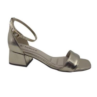 Imagem de Sandália Casual Salto Bloco Baixo Bebecê Dourada 5250146 - Ouro 35-Feminino