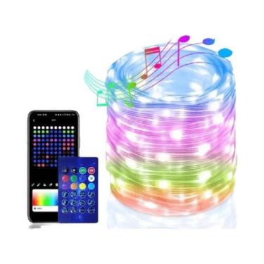 Imagem de Luzes De Cordão LED RGB 20m 10m 5m WS2812B Com Controle Remoto Bluetoo