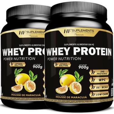 Imagem de 2x WHEY PROTEIN POWER NUTRITION MOUSSE DE MARACUJA 900G - HF SUPLEMENT