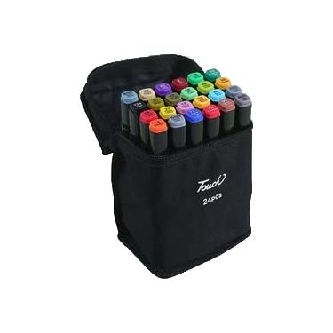 Imagem de 24/36/48/60/80/120 peças Caneta Marcadora Ponta Dupla Aquarela Combo Touch Marcadoras Arte Desenho Cores Vibrantes Código por Cor Segurança Certificada Ideal para Estudantes Artistas Adultos (24)