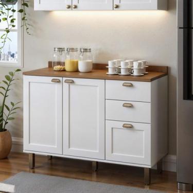 Imagem de Armário de Cozinha Modulada Balcão de Pia 1,20m com Tampo 2 Portas 3 G