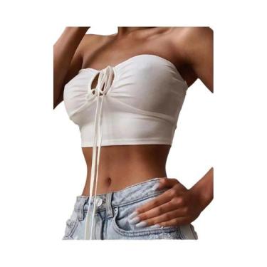 Imagem de Top Cropped Feminino Sexy Sem Mangas, Com Costas Nuas, Decote Halter, 