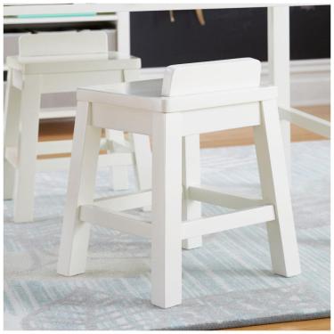 Imagem de Martha Stewart Conjunto 2 Banquinhos Infantís em Madeira Branca Creme com Assento 38 cm...