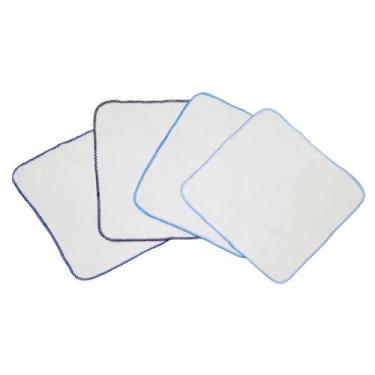 Imagem de Conjunto 7 Fraldinha De Boca Quadriculada 33x33cm Com Crochê 100% Algo