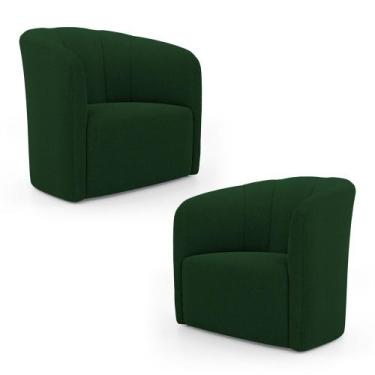 Imagem de Kit 02 Poltronas Decorativas Abby Bouclê Verde - Desk Design