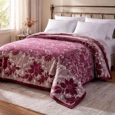 Imagem de Cobertor dyuri plus lago d orta - 1,80 x 2,20 - vinho - jolitex