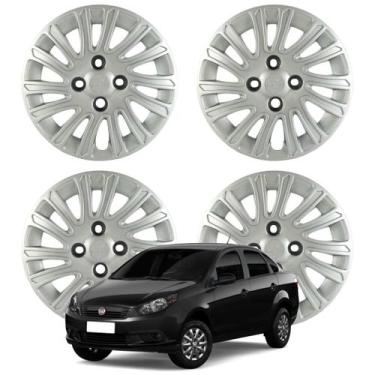 Imagem de Jogo Calota Aro 13 Fiat Grand Siena 2012/2013 Cubo Baixo Prata - Grid 