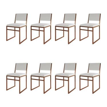 Imagem de Kit 8 Cadeiras Industrial Isa Corino Branco Base Cobre para Mesa Sala Cozinha - Cobre/b...