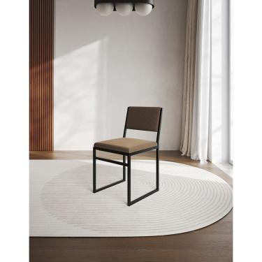 Imagem de Cadeira de Jantar Industrial Isa Assento Estofado Veludo para Sala de Jantar Cozinha Me...