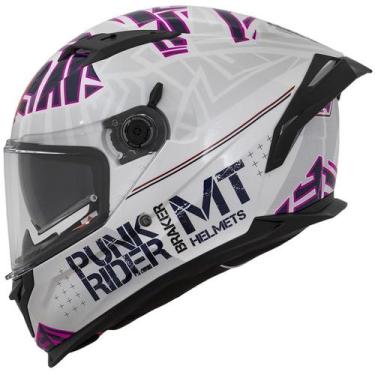 Imagem de Capacete Feminino MT Braker SV Punk Branco Rosa Oculos Moto, BRANCO RO