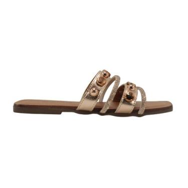 Imagem de Tamanco Rasteira Melshoes Feminino Bronze, Br, Bronze, 36