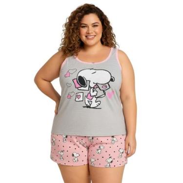 Imagem de Pijama Feminino Plus Size Adulto Personagem Baby Dool Regata Shorts Cu