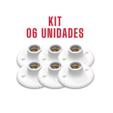 Imagem de Kit 06 Luminárias Plafonier Plástico Soquete Porcelana E-27 - Betel