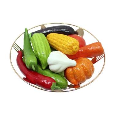Imagem de Kit Decoração Legumes Artificial Isopor E Cesta Rose Redonda - Genéric