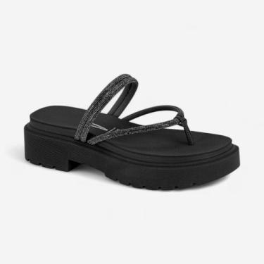 Imagem de Tamanco Papete Vizzano Com Strass Preto, Preto, 36