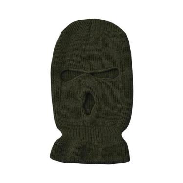 Imagem de Balaclava Masculina De Lã Quente Para Inverno, Corta-Vento, Com 3 Furo