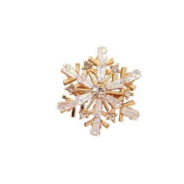 Imagem de Broche Floco de Neve Dourado com Zircônias - Pistache Acessórios