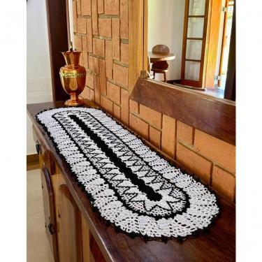 Imagem de Caminho de Mesa Oval Artesanal de Crochê em Polipropileno Feito à Mão 1,30MX40CM Preto