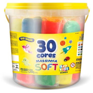 Imagem de Massa de Modelar Art Kids Big Balde 30 Unidades 1,5kg com 15 Cores Acrilex