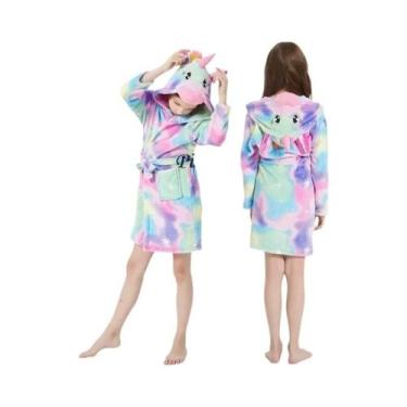 Imagem de Roupão Kigurumi Infantil Com Estampa De Estrelas Azuis E Unicórnio Par