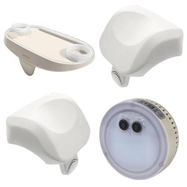 Imagem de Kit SPA 2 Apoio Descanso Cabeça Bandeja Lateral Luz LED Bolhas Intex