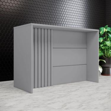 Imagem de Bancada Ilha Gourmet 146cm 100% MDF com Ripado Cinza Americana - Henn