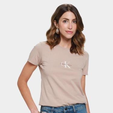 Imagem de Camiseta Calvin Klein Reissue Feminina, Bege, G