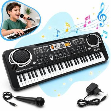Imagem de Teclado Piano Musical 61 Teclas Infantil Com Microfone LCD Gravador Ed