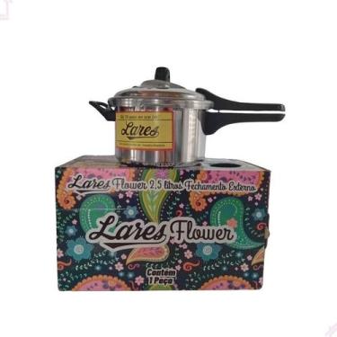 Imagem de Panela De Pressão 2,5 L Lares Flower Alumínio Fechamento Externo Peque