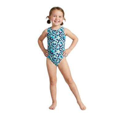 Imagem de Maiô Praia Infantil Tip Top Colorful Estampa de Onça Kids - Azul, Azul