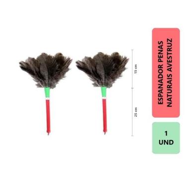 Imagem de 2 Espanadores de Pó com Penas Naturais de Avestruz 33 cm para Móveis L