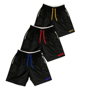 Imagem de Kit 3 Shorts Masculinos Praia Verão Tactel Poliéster Estampados Bermud