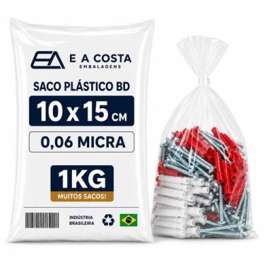 Imagem de 1 kg saco plástico bd 10x15 espessura 0,06 transparente - JL EMBALAGEN