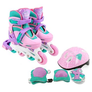 Imagem de Patins Roller Infantil Feminino 30-33 + Kit de Proteção-Feminino