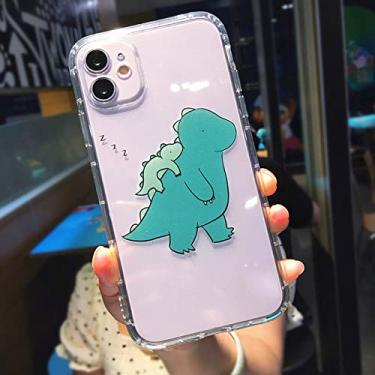 Imagem de Desenhos animados Cute Dinosaur Capa de telefone transparente para iPhone 13 11 Pro Max 12 mini X XR XS Max 7 8 Plus Tampa transparente, dinossauro do sono, para iPhone 7Plus