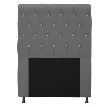 Imagem de Cabeceira Estofada Cristal 90 Cm Solteiro Com Strass Cinza
