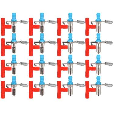 Imagem de Andraw Bebedor de água para animais de estimação, bebedouro de coelho, bebedouro de metal, 20 peças, sem ferrugem, durável, três vias para coelho (mola de tensão dupla (camiseta vermelha)