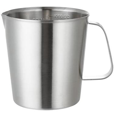 Imagem de AISAMEFE Copo de medição de aço inoxidável 304, com copo de medição em escala, copo de medição de prata espesso, copo de medição de assado para cozinha, copo medidor de chá com leite, 500 ml/700 ml/1000 ml (700 ml)